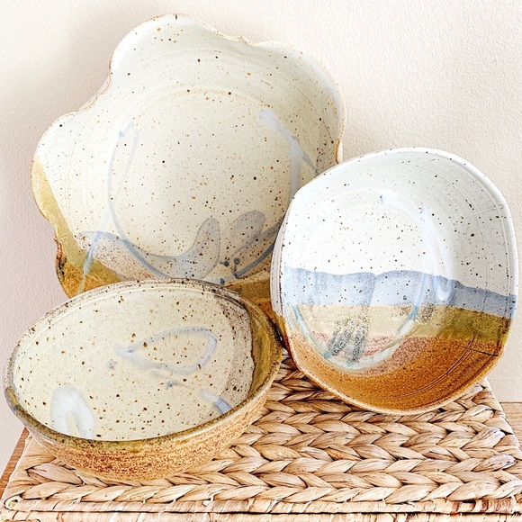 Vintage Other - Set of 3 Painted Speckled Decorative Bowls